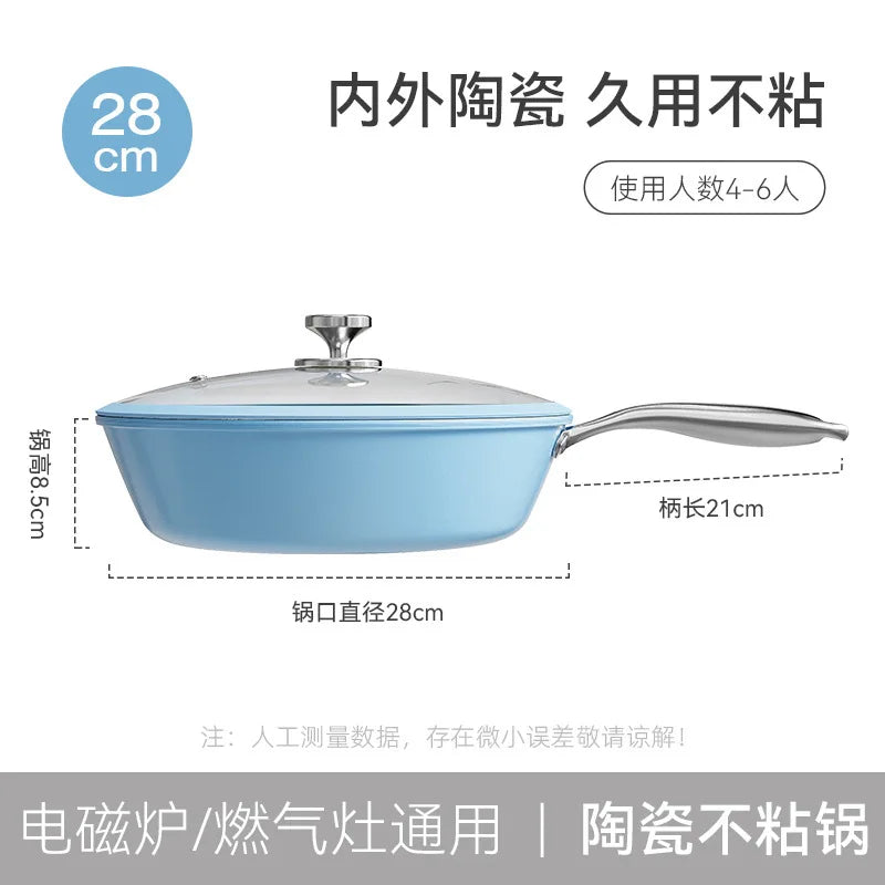 Blue ceramic frying pan, household non stick pan, frying pan, non picking stove, frying pan, wholesale