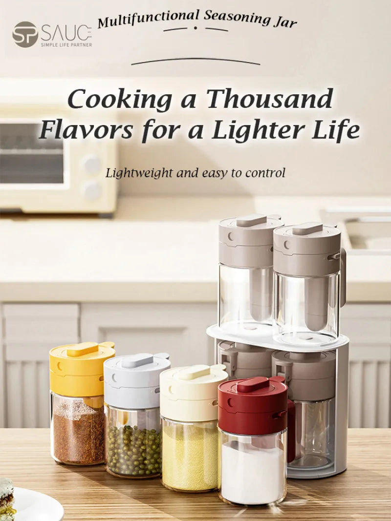 Sturdy Durable Glass Spice Jars, Kitchen Multi-Functional Airtight Seasoning Containers, Seal Lids for Freshness, for Home Use
