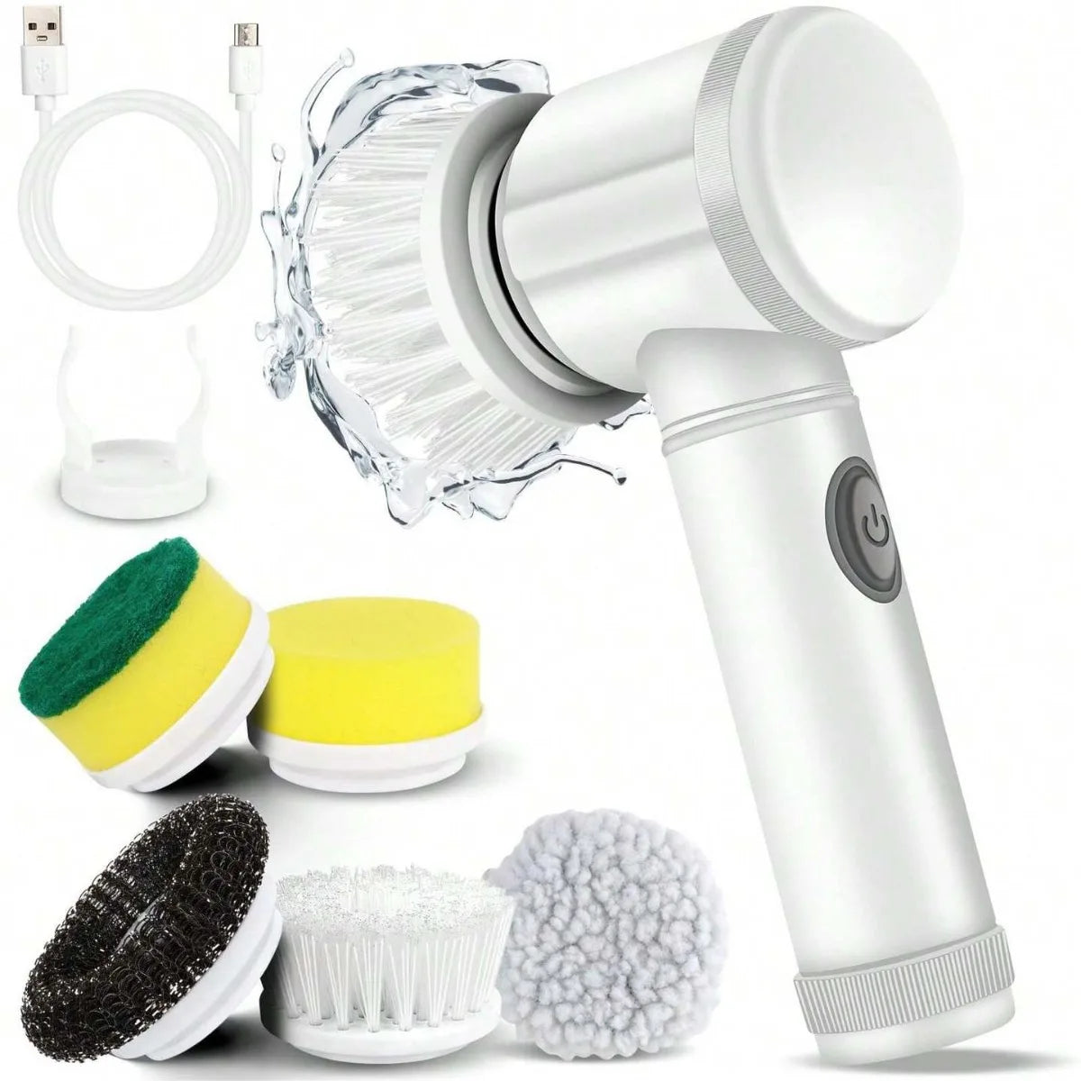 Electric Spin Scrubber Bathroom Cleaning Brush with 5 Brush Heads 5 in 1 Cleaning Brush Kitchen Dishwashing Brush Gadgets