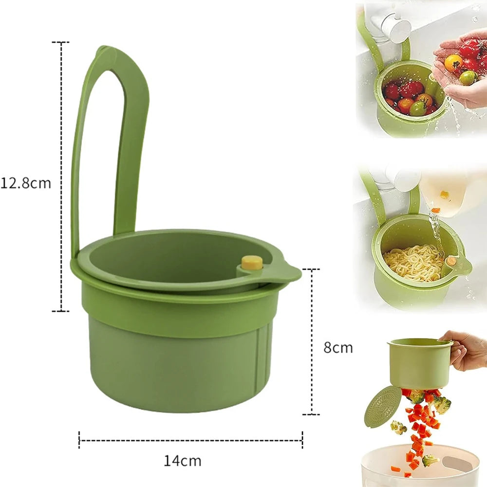 Sink Hanging Strainer Basket Button Opening Bottom Cover Quickly Drains Kitchen Sink Garbage Water Filter Food Catcher Holder