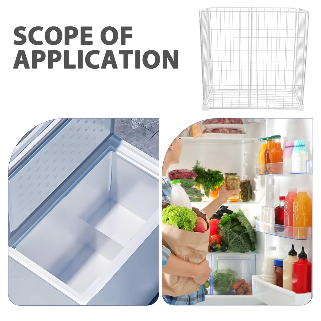 Freezer Divider Rack Basket Organizers Refrigerator Mini Food Dividers for Bottom Chest Bins Iron Storage Baskets Food Bins Dorm