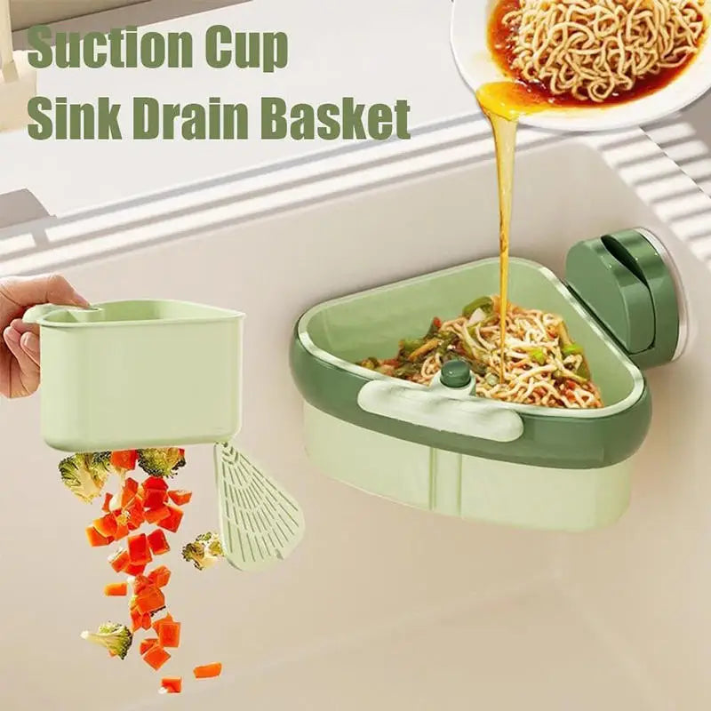 Suction Cup Sink Corner Rack Strainer Quick-Drain Self-Cleaning Sink Strainer Basket Food Waste Catcher For Kitchen Sink