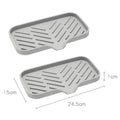 Silicone Sink Organizer Tray with Drain, Soap Sponge Holder, Scrubber Brush Storage, Countertop Kitchen Organizer