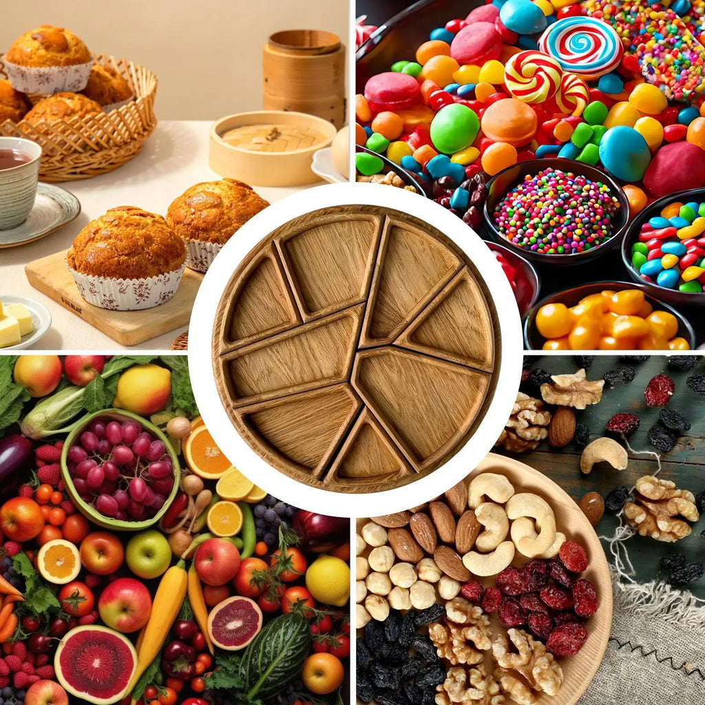 Wooden Serving Trays Snacks Charcuterie Board Party Serving Platter with Removable Compartments for Vegetable Fruit Dessert