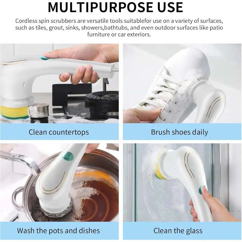 Usb Rechargeable Kitchen Dishwashing Brush Sink Cleaner Bathroom Bathtub Clean Brush Spin Scrubber Electric Cleaning Brush