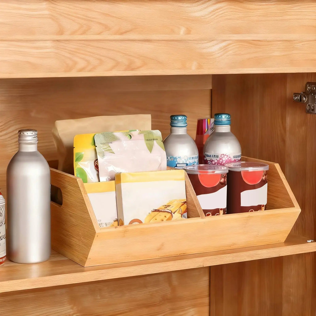 Pantry Organizer Stackable Wooden Container Storage Pantry Bins for Kitchen Bathroom Food Snack Potato Onion Home