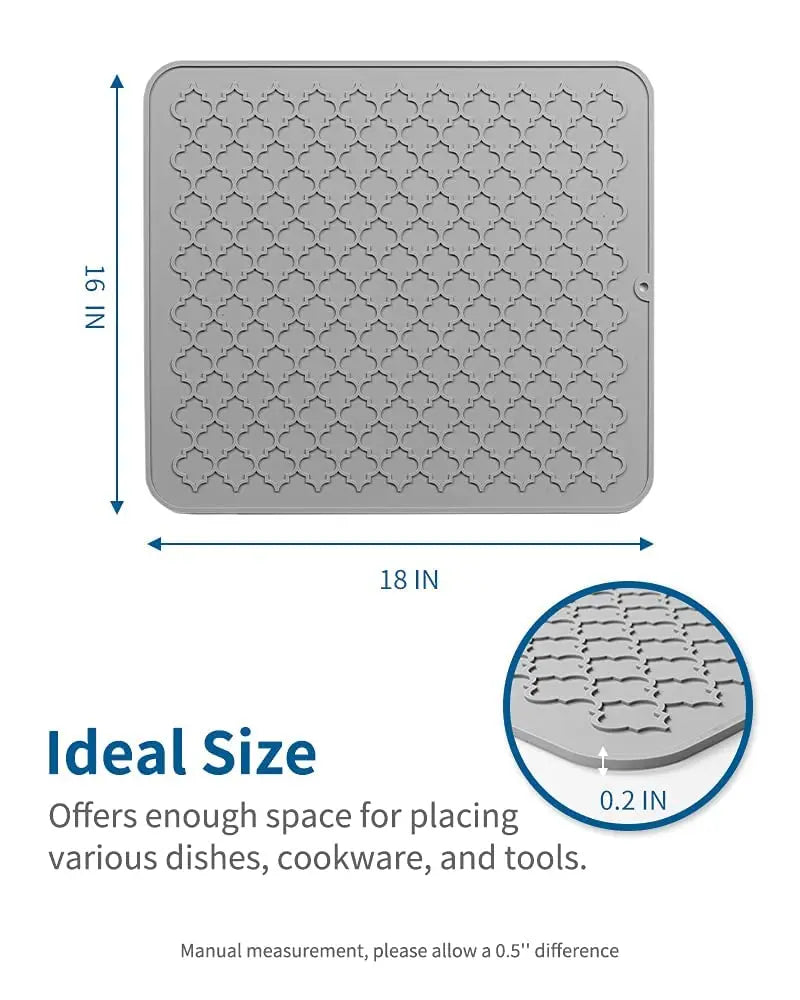 Silicone Drying Mats for Kitchen Counter Eco-Friendly Non-Slip Easy to Clean Heat Resistant Mat-Kitchen Gadgets Kitchen