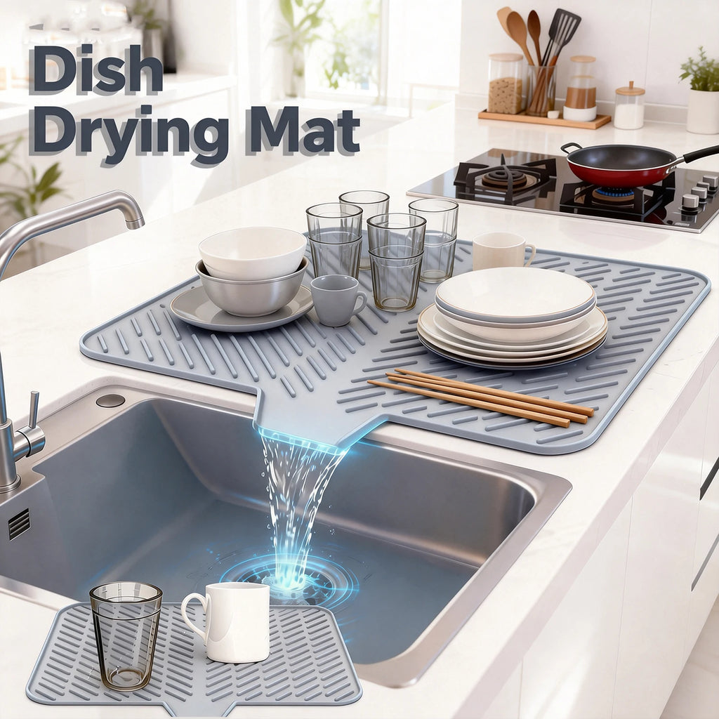 Dish Drying Mat Ultra Absorbent Silicone Drying Mats Non-Slip Fast Drying Draining Mat Heat Resistant Kitchen Dish Drying Pad