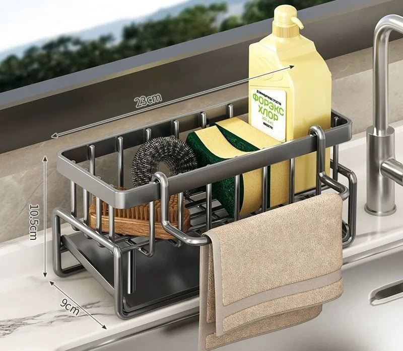 Sink Organizer Drainage Rack Space Saving Kitchen Storage Utensils Accessories Compact Tap Mounted Spice Shelf