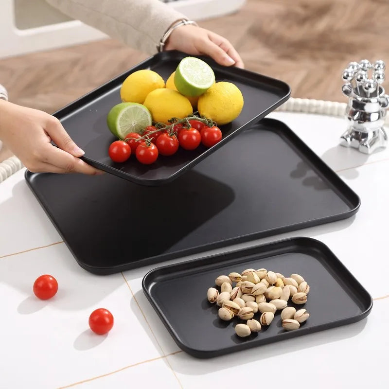 Heavy-Duty Black Rectangular Serving Tray - Non-Slip Surface, Commercial Grade for Restaurants, Hotels, Cafes & Fast Food