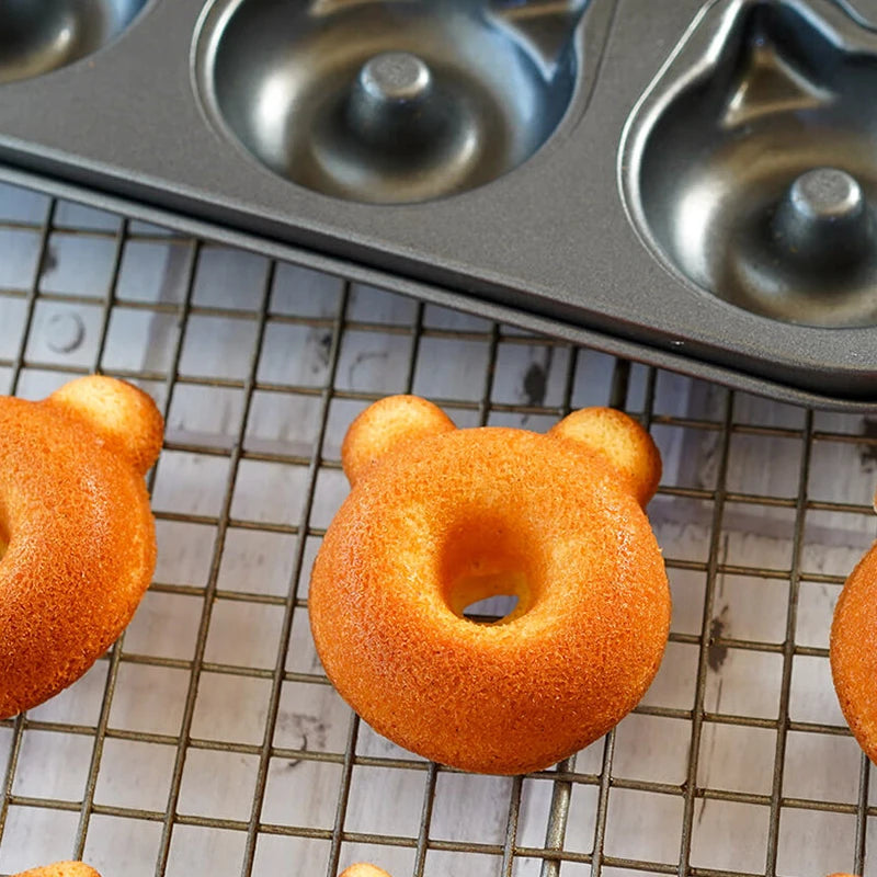 6 donuts non-stick donut pan 1 piece donut baking pan carbon steel donut mold cartoon panda donut baking pan bag