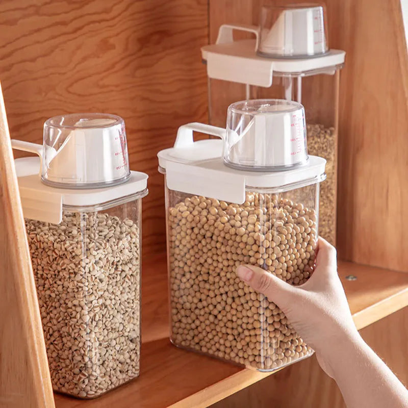 Airtight Food Storage Containers - Premium PP Plastic Canisters for Dry Goods, Grains Kitchen Pantry Organization Sealed Jars