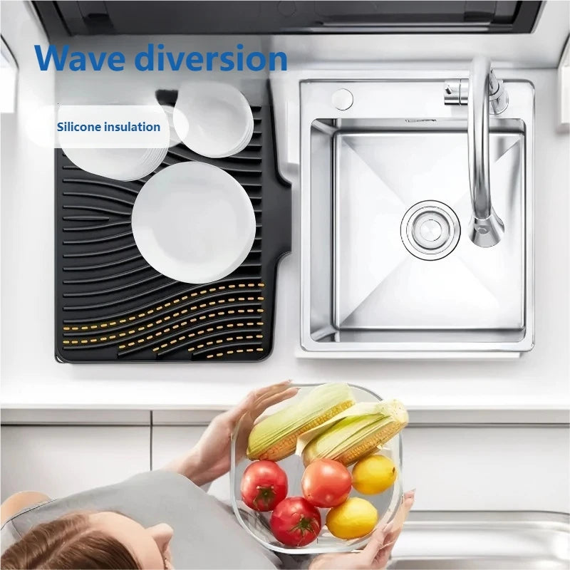 Food-grade Silicone Kitchen Drying Mat, Suitable For Fruits, Vegetables, Tableware, Bowls, Plates,And Kitchen Countertop Storage