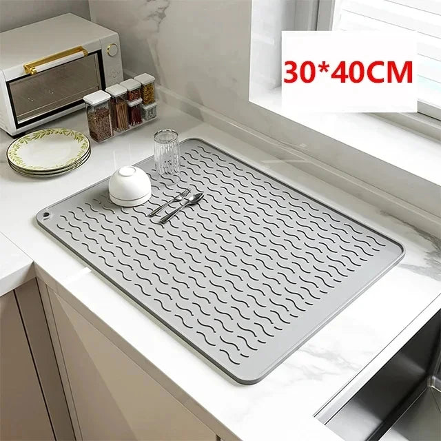Silicone Drying Mats for Kitchen Counter Eco-Friendly Non-Slip Easy to Clean Heat Resistant Mat-Kitchen Gadgets Kitchen