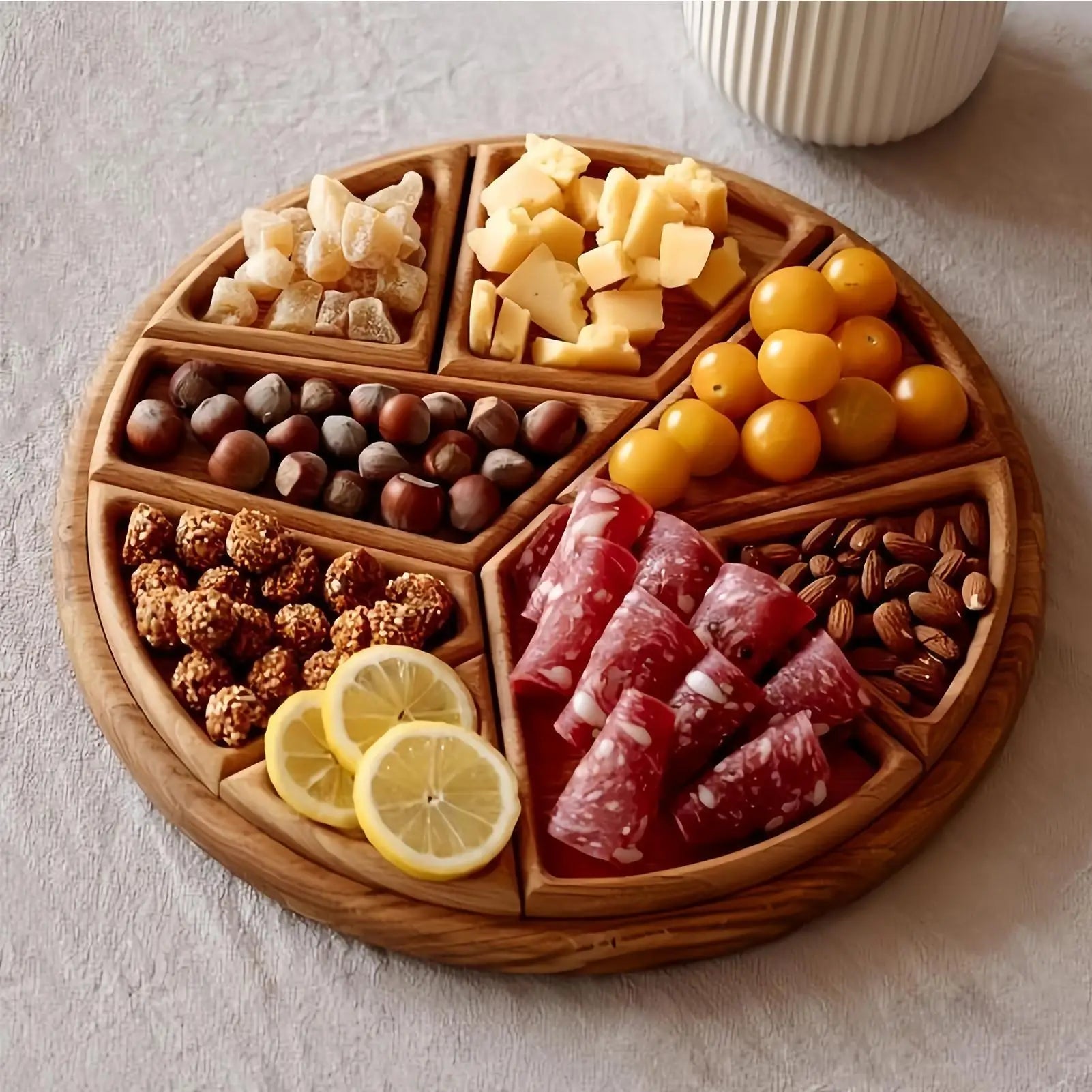 Wooden Serving Trays Snacks Charcuterie Board Party Serving Platter with Removable Compartments for Vegetable Fruit Dessert