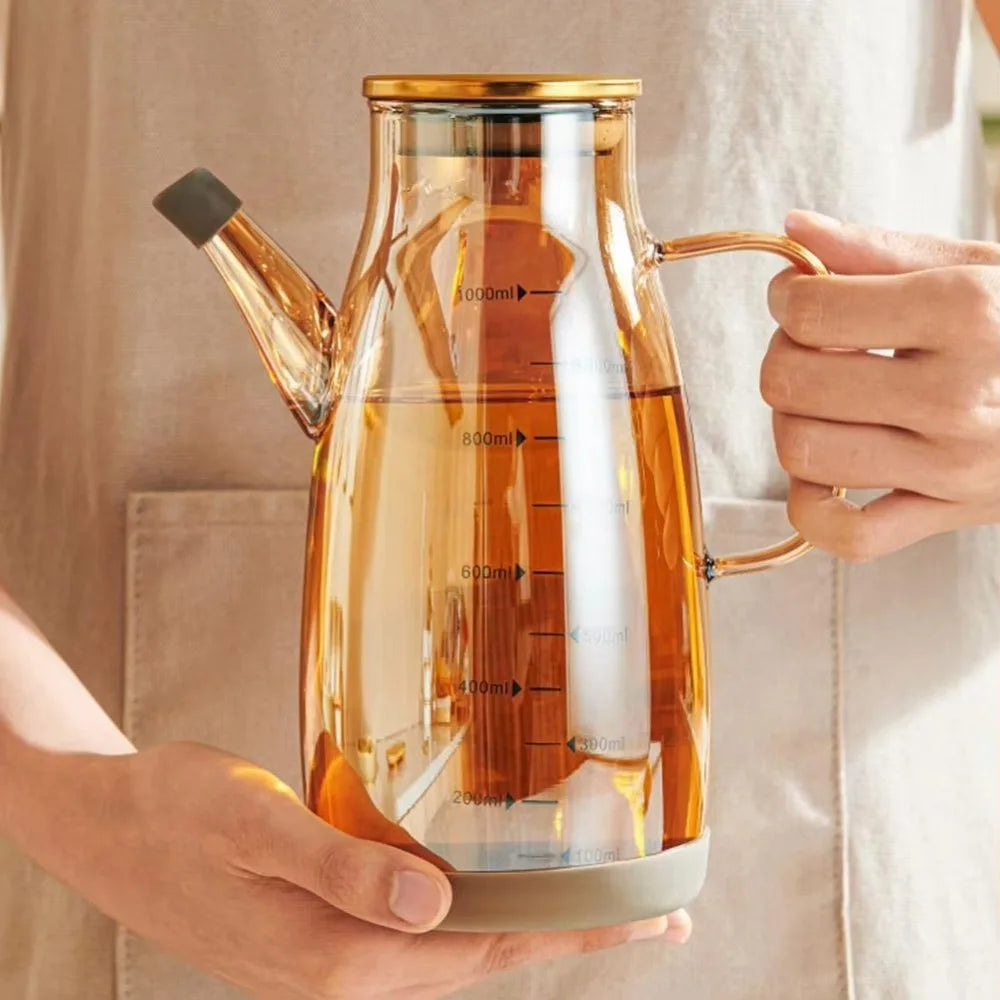 New 600/800/1000ML Oil Dispenser Bottle Food-grade Leak-Proof Glass Oil Pot Household Oil Storage Container Seasoning Bottle