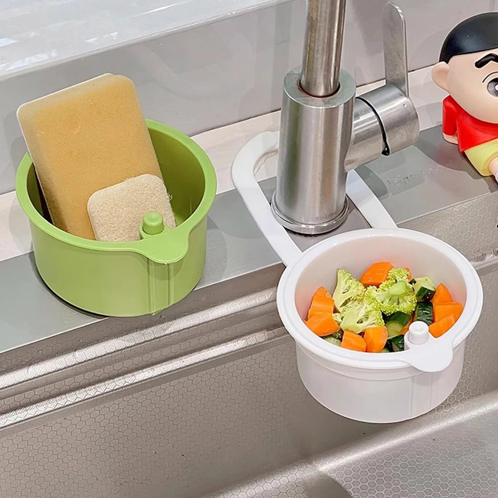 Sink Hanging Strainer Basket Button Opening Bottom Cover Quickly Drains Kitchen Sink Garbage Water Filter Food Catcher Holder