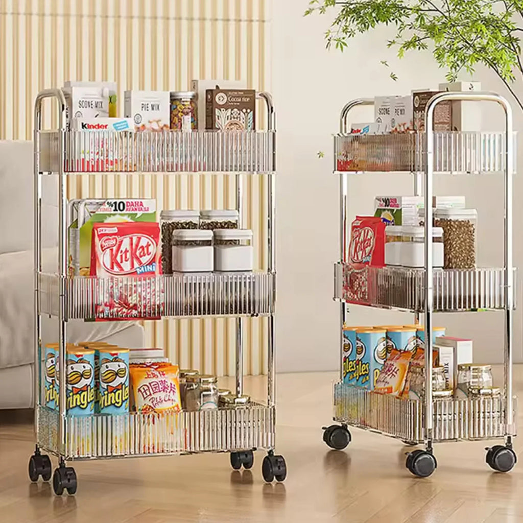 NEW Mobile Shelf with Wheel Multi-Layers Storage Rack Home Trolley for Snacks Cosmetic Sundries Organizer 3/4 Tiers Rolling Cart