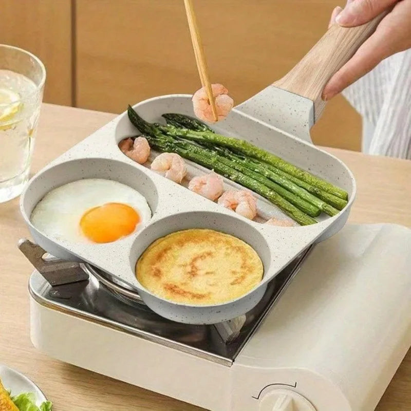 Egg Pans Small Frying Pan Nonstick for Eggs 3 Section for Breakfast  Omelette Pan Egg Frying Pan Suitable for Pancake
