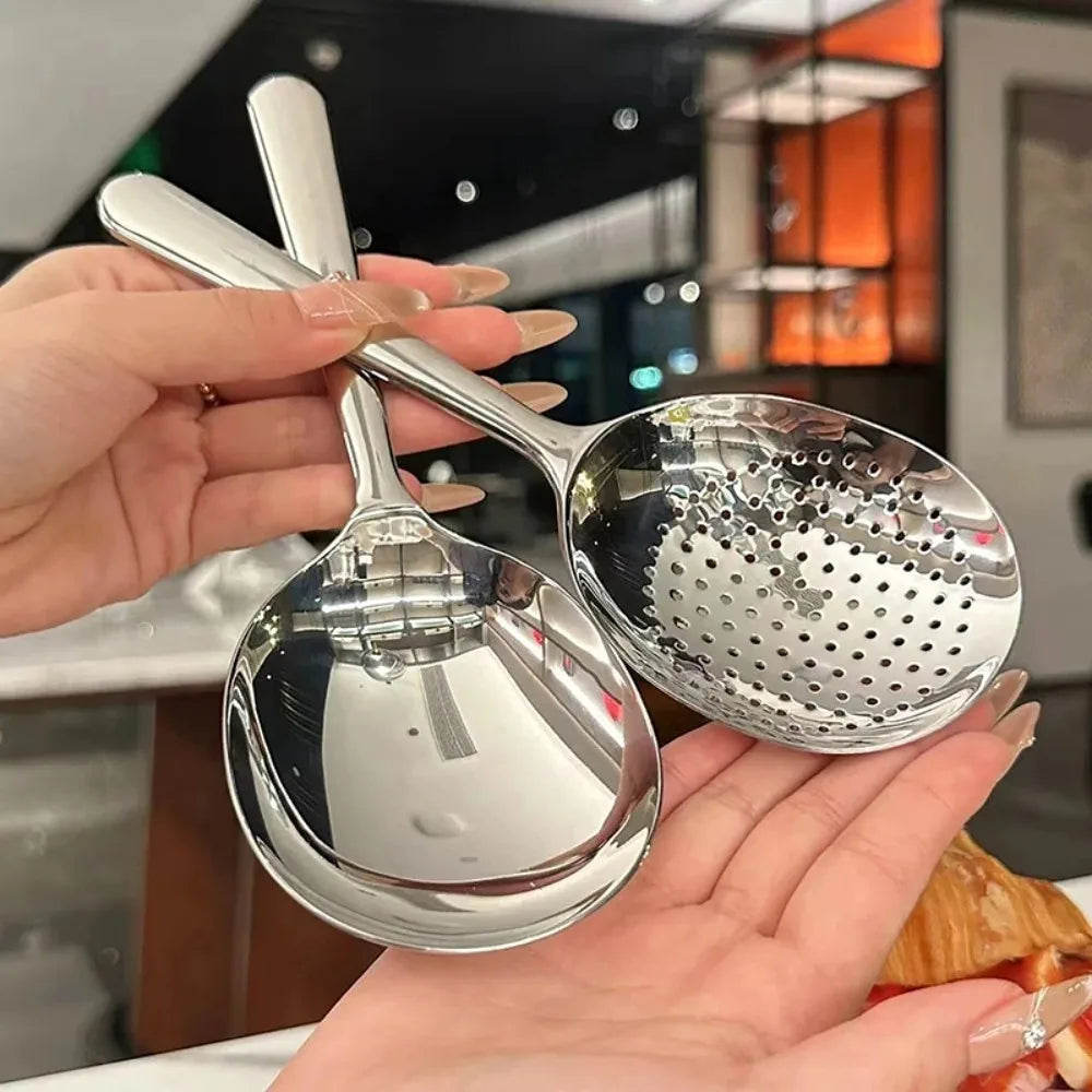 2-Piece Heavy Duty Stainless Steel Serving Spoons, Large Heat-Resistant Kitchen Ladles for Restaurant Catering Home