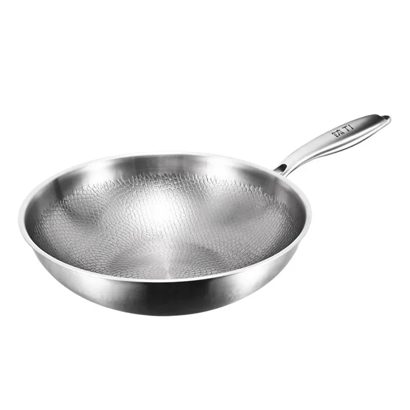 Pure titanium pan, uncoated and non stick pan, fish scale hammer pattern pan, titanium alloy household flat bottomed pan