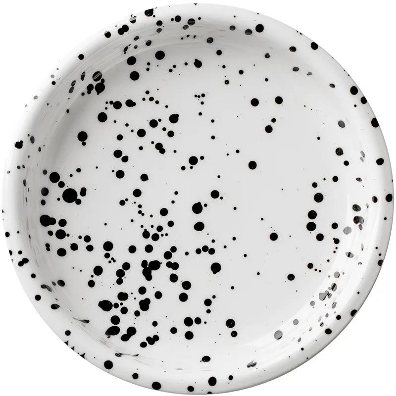 Modern Ceramic Plate Set Creative Splashing Ink Decor Breakfast Bread Plates Afternoon Tea Desktop Dessert Dish Kitchen Cutlery