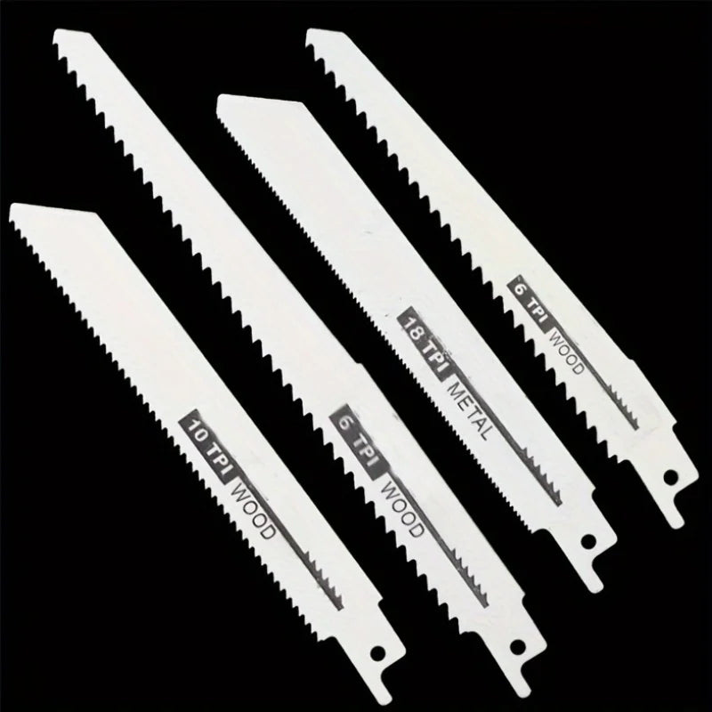 4pc Reciprocating Saw Blades Set - Wood/Metal Cutting - Coarse/Fine Teeth - High-Speed & Carbon Steel - Durable Precision Cuts