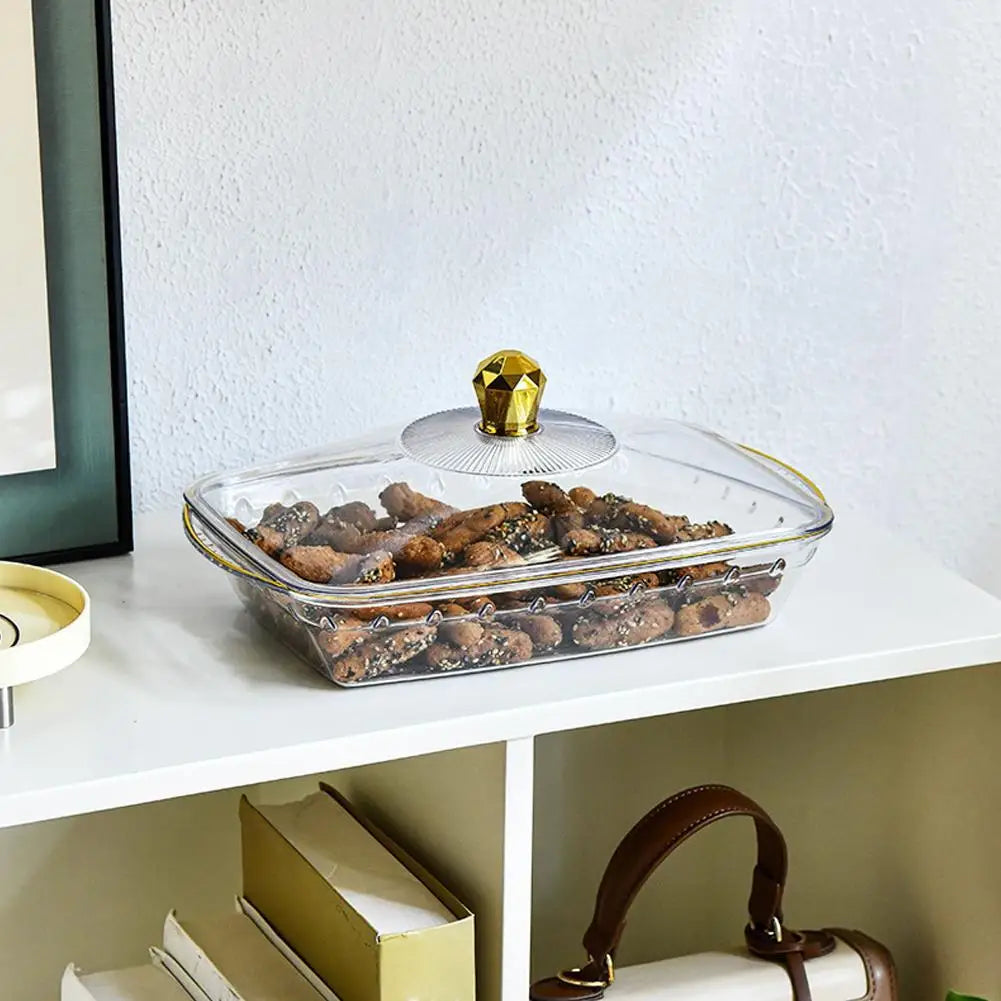 Plastic Dessert Plate Cake Fruit Platter Tray Fruit Tray with Clear Cover Cake Fruit Display Server Tray for Kitchen Birthday