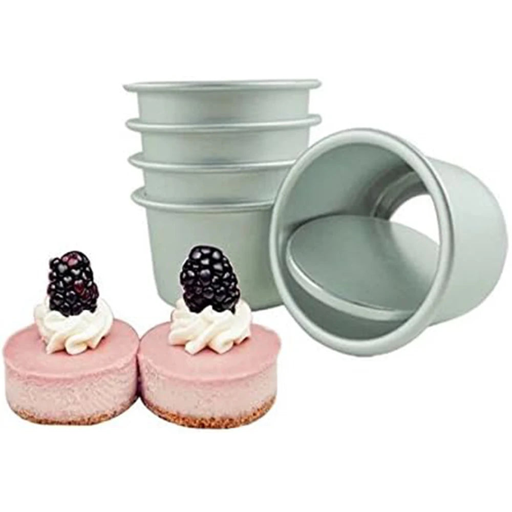 5Pcs Performance Aluminium Mini Round Cheesecake Pan 2Inch Cheesecake Pan Cupcake Pan Muffin Pan Desserts Cake Baking Pan