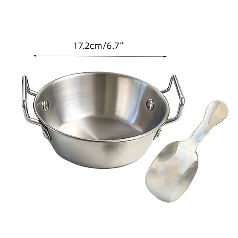 Superior Stainless Steel Food Serving Bowl; Handy Handle for Rice, Wine & Sauces