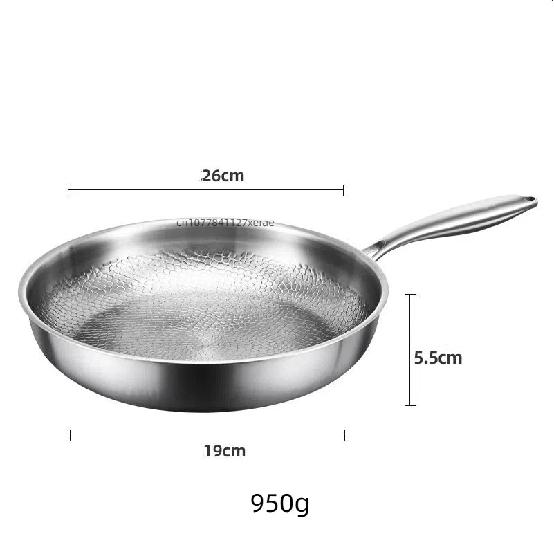 Titanium frying pan, flat-bottomed pan, non-stick pan without coating, household hammered-patterned pan, thick-cut steak pan