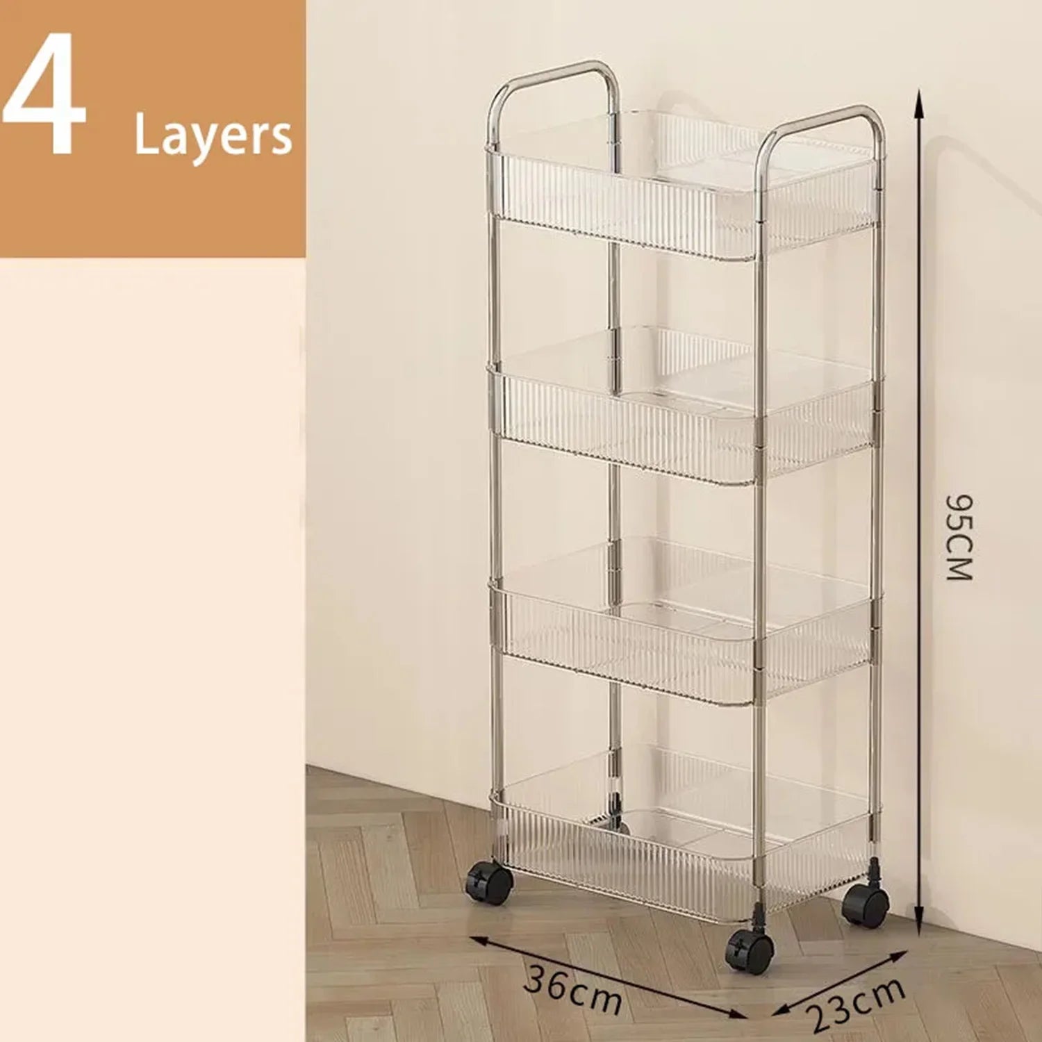 NEW Mobile Shelf with Wheel Multi-Layers Storage Rack Home Trolley for Snacks Cosmetic Sundries Organizer 3/4 Tiers Rolling Cart