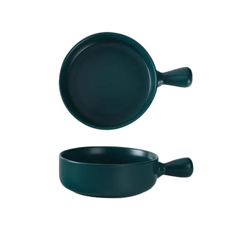 Salad Bowl with Handle, Solid Color, Breakfast Cereal Fruit Bowl, Dessert Soup Noodle Bowl, Microwave Oven