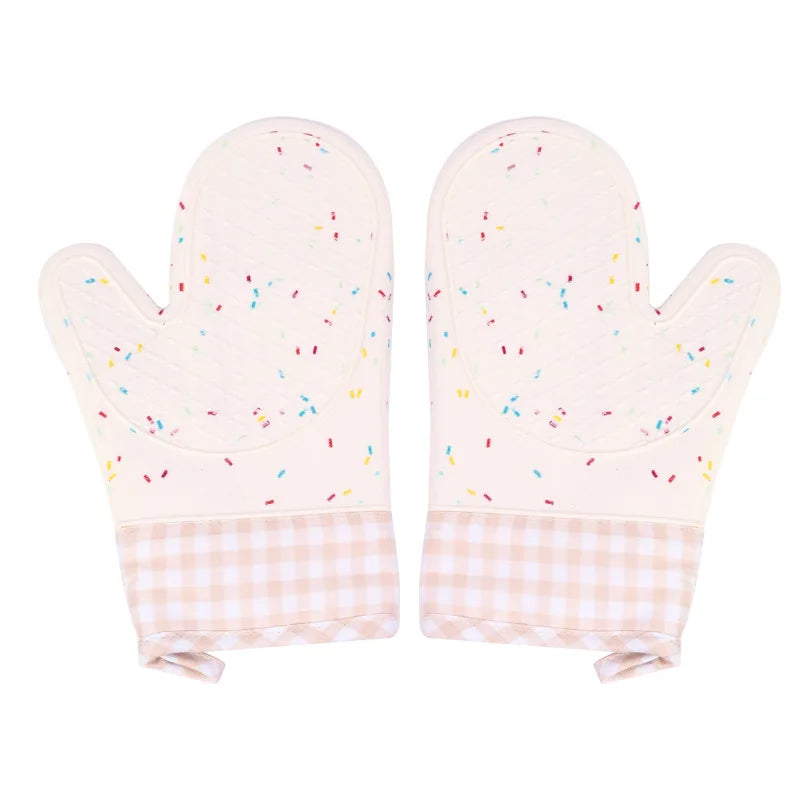 Silicone Heat-Resistant Gloves, Two-Finger Design with Non-Slip Grip, Cotton-Lined & Extra Thick for Kitchen Use
