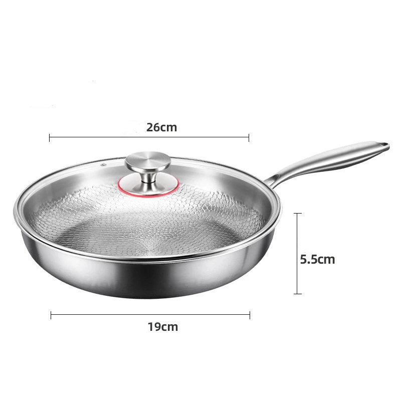Titanium frying pan, flat-bottomed pan, non-stick pan without coating, household hammered-patterned pan, thick-cut steak pan