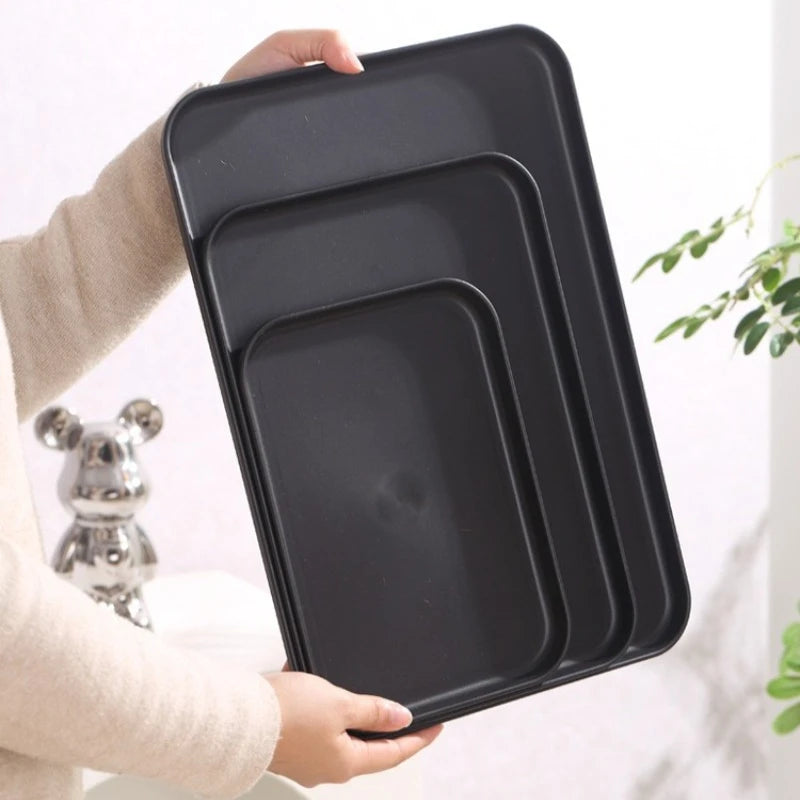 Heavy-Duty Black Rectangular Serving Tray - Non-Slip Surface, Commercial Grade for Restaurants, Hotels, Cafes & Fast Food