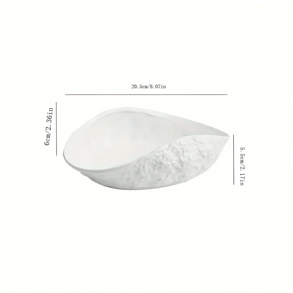 Shell Ceramic Soup Bowl Shaped Irregular Safe Serving Bowl Home Kitchen Restaurant Salad Noodle Dining Tableware Fruit Basin