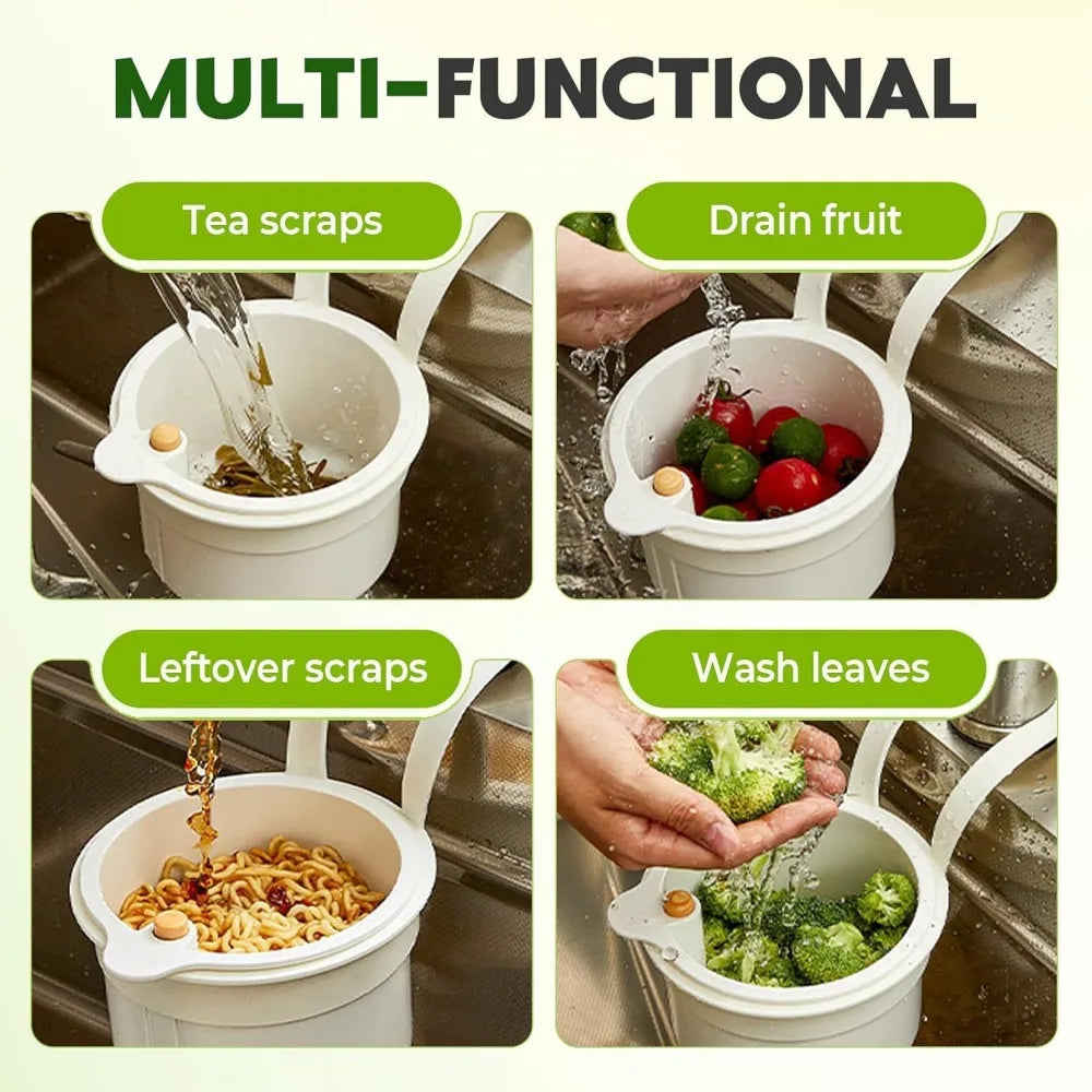 Sink Hanging Strainer Basket Button Opening Bottom Cover Quickly Drains Kitchen Sink Garbage Water Filter Food Catcher Holder