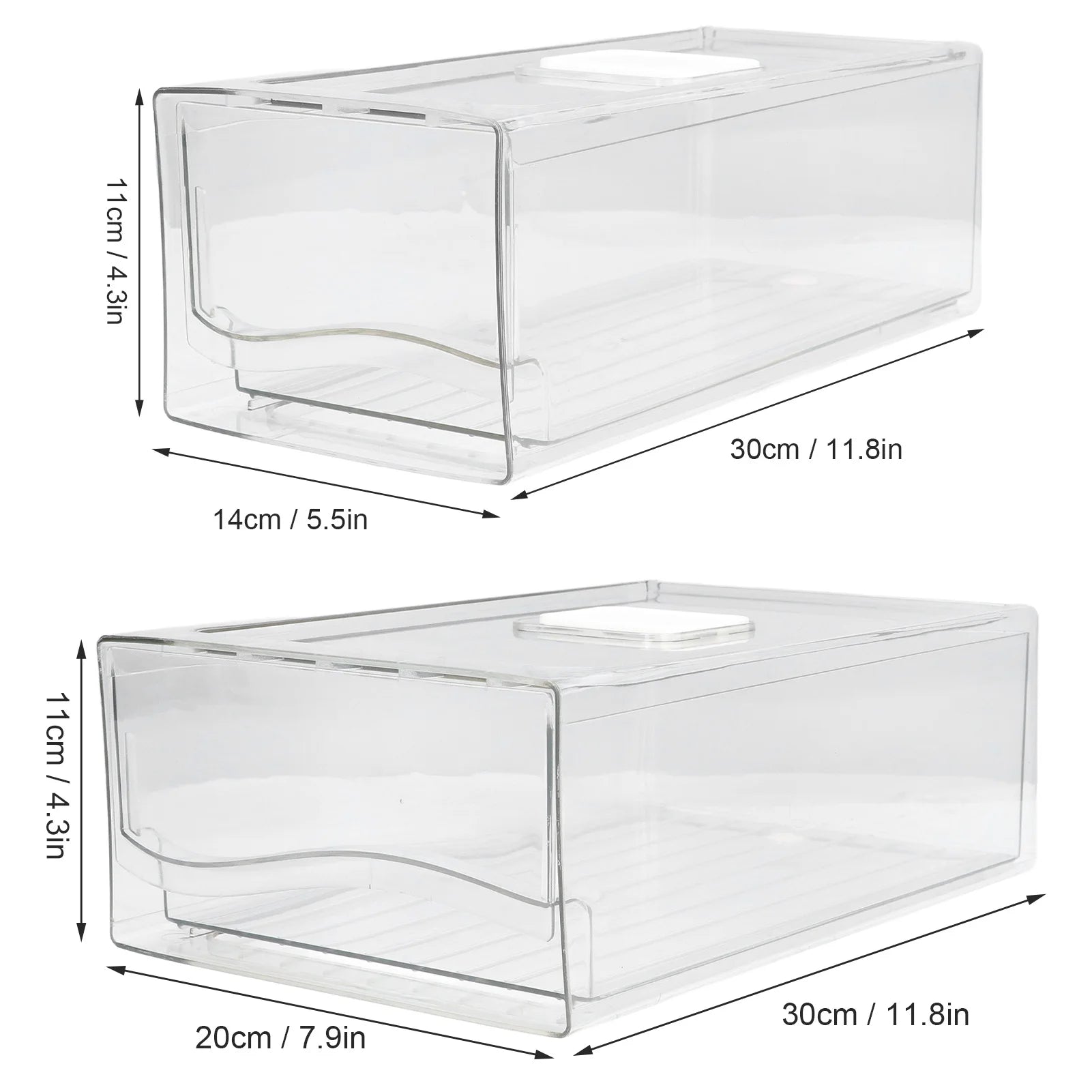 1PC Refrigerator Organizer Bins Stackable Fridge Food Storage Box With Handle Clear Plastic Pantry Food Freezer Organizer Tool