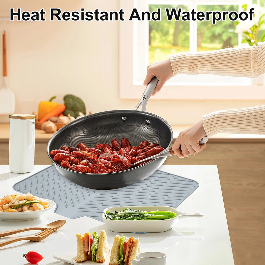 Dish Drying Mat Ultra Absorbent Silicone Drying Mats Non-Slip Fast Drying Draining Mat Heat Resistant Kitchen Dish Drying Pad