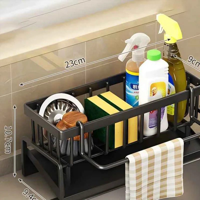 Sink Organizer Drainage Rack Space Saving Kitchen Storage Utensils Accessories Compact Tap Mounted Spice Shelf