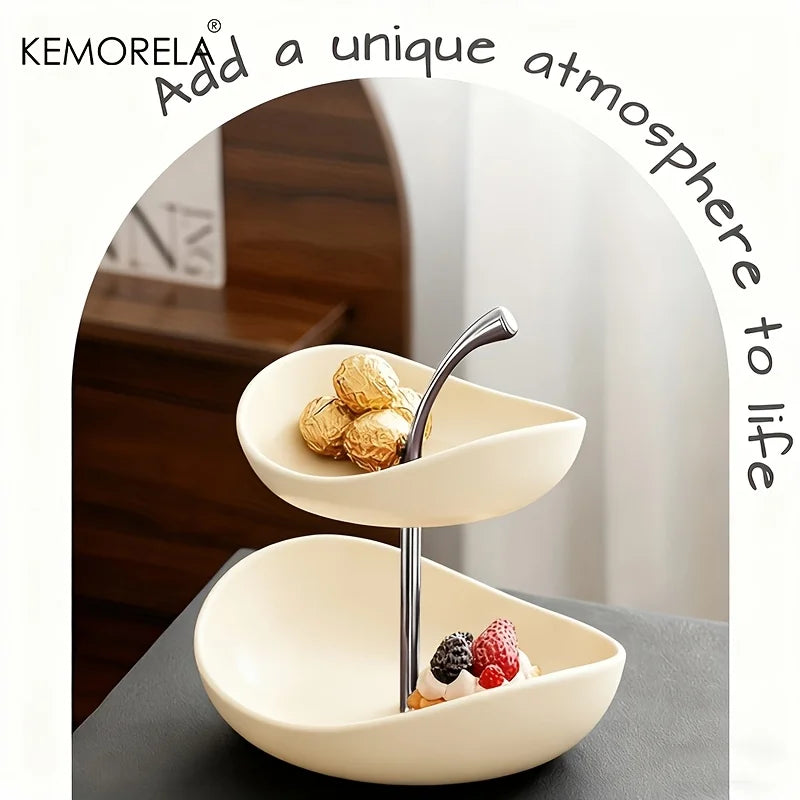 Double-Layer and Triple-Layer Ceramic Fruit Platter for home and Salon Use, Ideal for Coffee Tables, Snacks,Desserts and Display