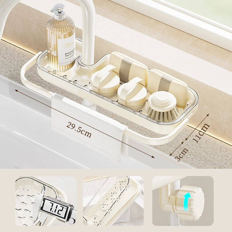 Kitchen Sink Drain Rack, Multifunctional Kitchen Dishcloth Rack, Free Punching Faucet Storage Rack, Kitchen Sink Drain Rack Orga