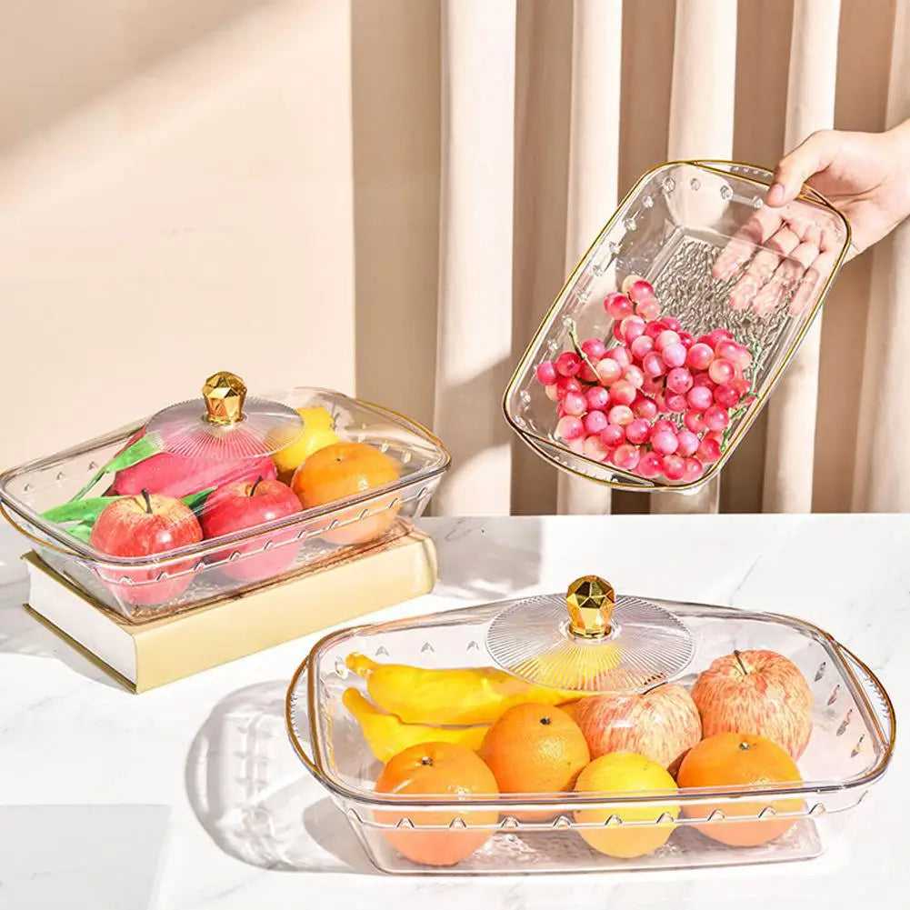 Plastic Dessert Plate Cake Fruit Platter Tray Fruit Tray with Clear Cover Cake Fruit Display Server Tray for Kitchen Birthday