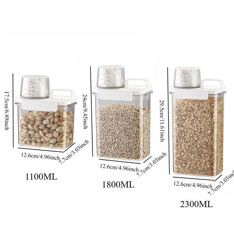 Airtight Food Storage Containers - Premium PP Plastic Canisters for Dry Goods, Grains Kitchen Pantry Organization Sealed Jars