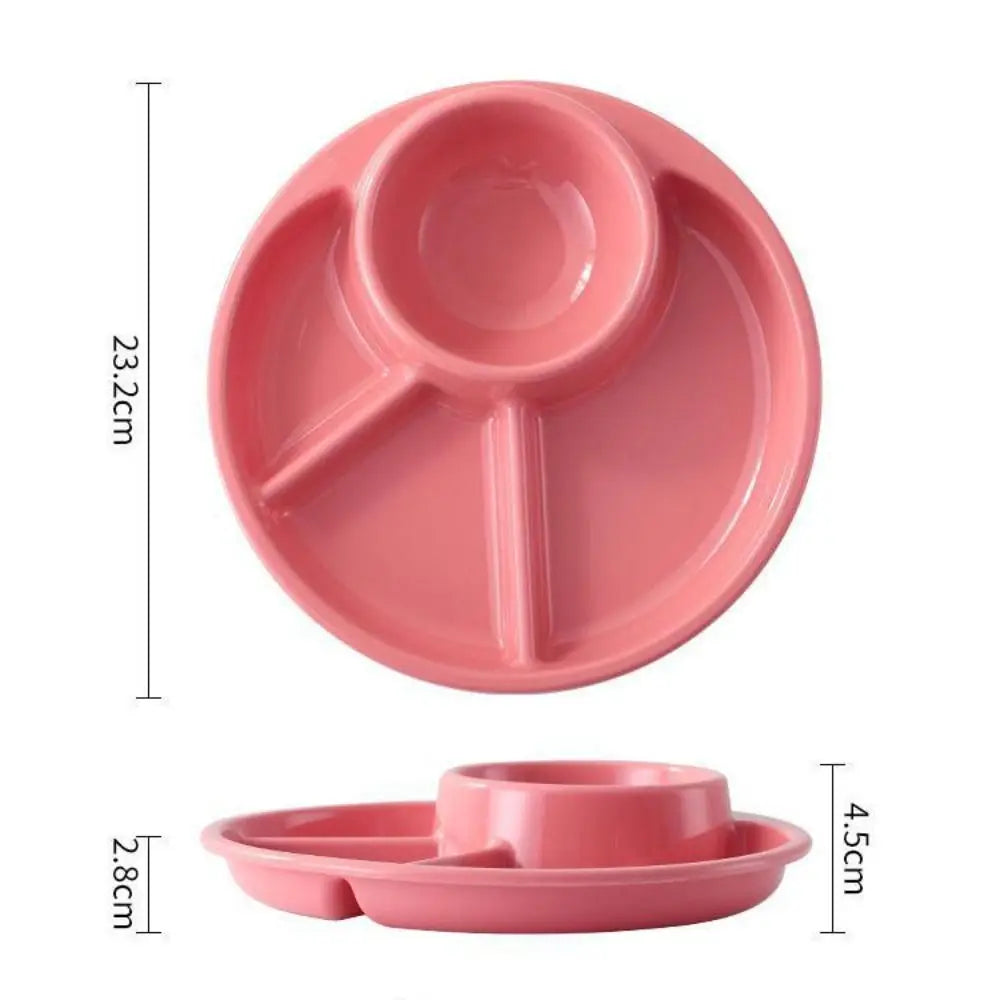 Round Dinner Divided Plates 4 Grids Plastic Compartment Serving Tray Japanese-style Fall-resistant Breakfast Plate Snacks