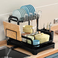 Sink Organizer 2 Tier Dish Drying Rack with Drip Tray Dish Drainer for Kitchen Plate Bowl Chopstick Cutting Board Storage Holder