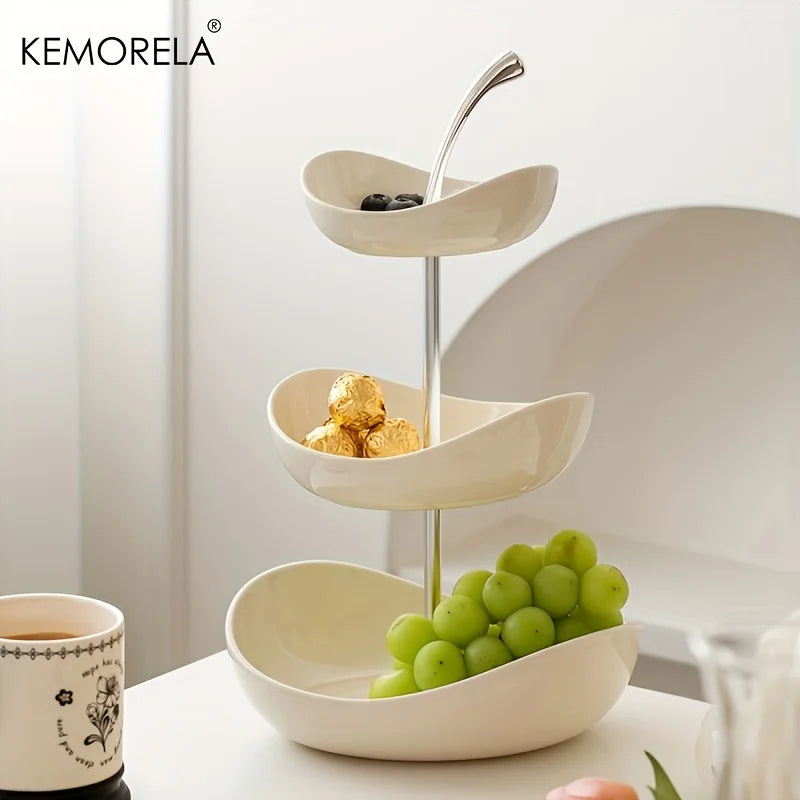 Double-Layer and Triple-Layer Ceramic Fruit Platter for home and Salon Use, Ideal for Coffee Tables, Snacks,Desserts and Display