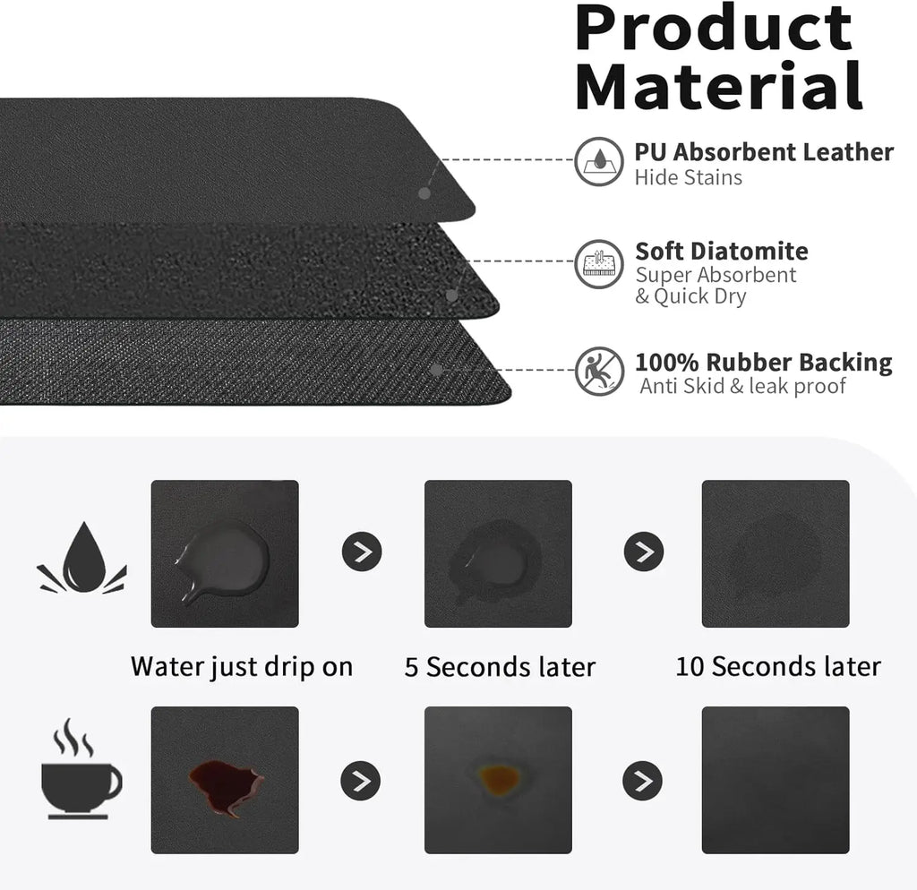 Coffee Machine Mat Kitchen Drain Mat Utensil Drying Mat Quick Drying Diatomaceous Earth Absorbent Placemat