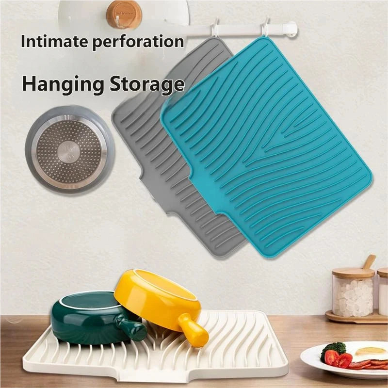 Food-grade Silicone Kitchen Drying Mat, Suitable For Fruits, Vegetables, Tableware, Bowls, Plates,And Kitchen Countertop Storage